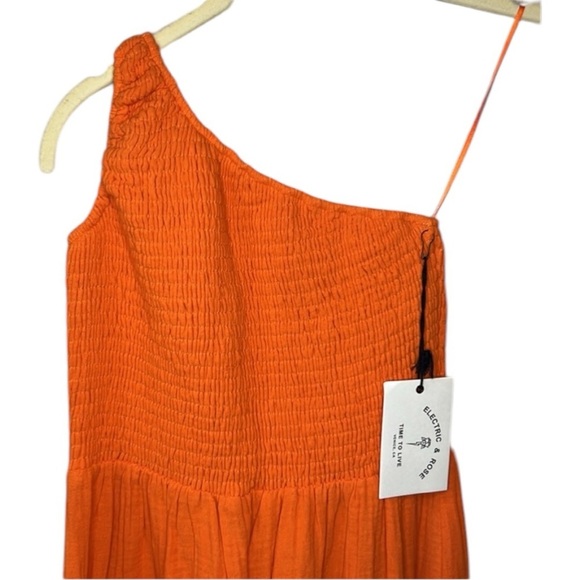 Electric & Rose Cleo One-Shoulder Maxi Dress Size S In Tangerine - Picture 9 of 13